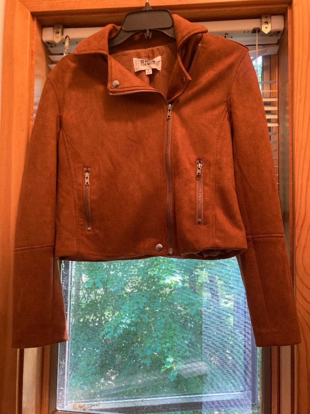 BB Dakota Cognac Faux Suede Cognac Moto Jacket Sz S